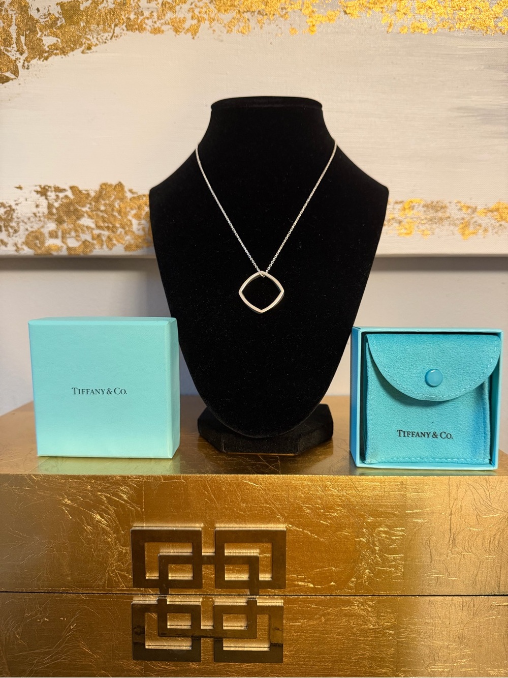 Tiffany & Co. Frank Gehry Torque Sterling Silver Pendant Necklace 16” Box-Pouch